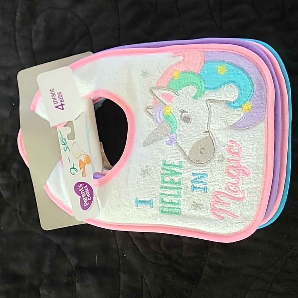 Parent's Choice 4 pack infant girl bibs - NEW